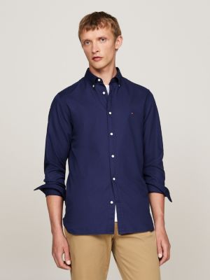 blau th flex slim fit hemd aus dobby-gewebe für herren - tommy hilfiger