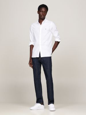 white th flex slim dobby shirt for men tommy hilfiger