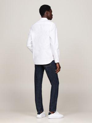 chemise ajustée en dobby th flex blanc pour hommes tommy hilfiger
