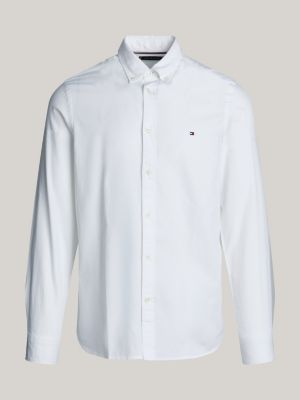 white th flex slim dobby shirt for men tommy hilfiger