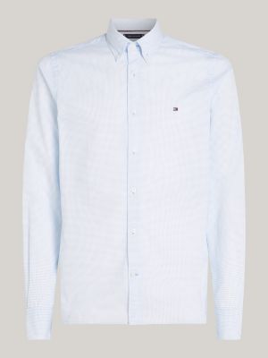 camicia slim fit con micromotivo blu da uomini tommy hilfiger