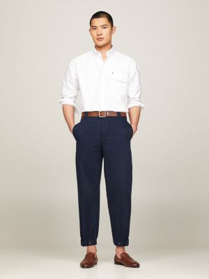 white regular fit vorgewaschenes oxford-hemd für herren - tommy hilfiger