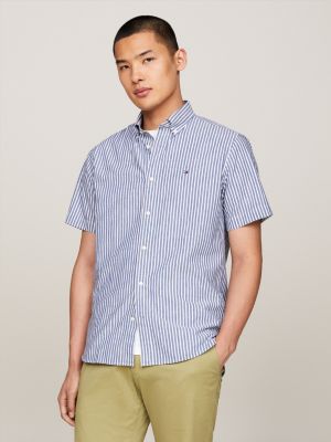 Tommy Hilfiger Blue Self Design Regular Fit Casual Shirt - Buy