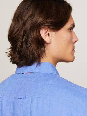 blau regular fit hemd aus reinem leinen für herren - tommy hilfiger