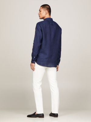 Pigment Dyed Linen Regular Fit Shirt | Blue | Tommy Hilfiger