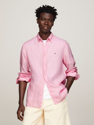Pink Micro Checks Slim / Tailored Fit Long Sleeve Shirt