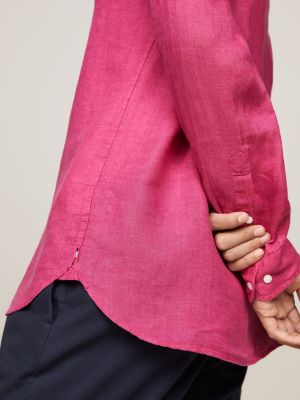 Pigment Dyed Linen Regular Fit Shirt | Pink | Tommy Hilfiger