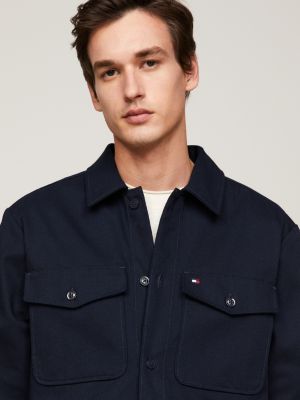 Twill Relaxed Fit Shacket | Blue | Tommy Hilfiger