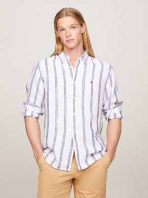 Tommy Hilfiger Camisa de manga larga con botones para hombre, ajuste  clásico, blanco brillante, talla 2XL-BG, Blanco brillante