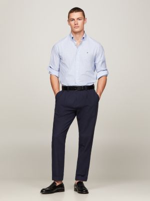 blue kariertes regular fit hemd für herren - tommy hilfiger