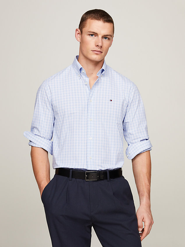 blue check regular fit shirt for men tommy hilfiger
