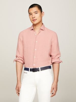 Tommy Hilfiger Pigment Dyed Lilen Rf SS Shirt Peach Dusk Men's