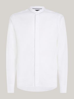 Band Collar Dobby Regular Fit Shirt | White | Tommy Hilfiger