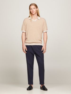 Relaxed Fit Kontrast-Poloshirt aus Strick | BEIGE | Tommy Hilfiger