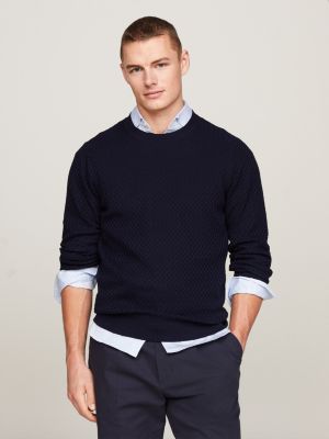 Classics Cable Knit Crew Neck Jumper | Blue | Tommy Hilfiger