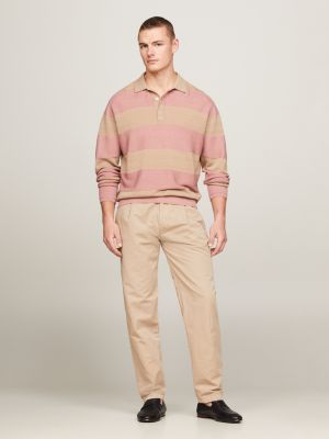 Premium Relaxed Knit Stripe Rugby Shirt | Pink | Tommy Hilfiger