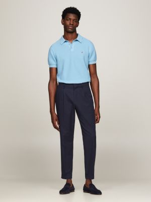 blue regular fit poloshirt mit waffel-strick für herren - tommy hilfiger