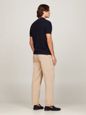 Regular Fit Poloshirt mit Waffel-Strick | Blau | Tommy Hilfiger