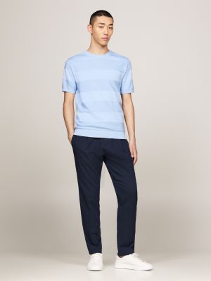 t-shirt a righe tono su tono blu da uomini tommy hilfiger