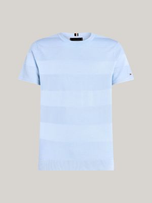 t-shirt a righe tono su tono blu da uomini tommy hilfiger