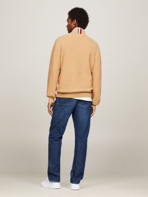 Oval Waffle Knit Mock Turtleneck Jumper Khaki Tommy Hilfiger