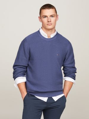 Pull col rond maille texturée coton stretch Homme TOMMY HILFIGER à -  Degriffstock