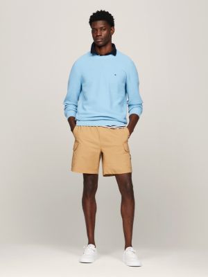 blue strukturierter strickpullover für herren - tommy hilfiger