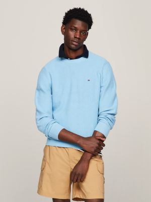 Textured Knit Crew Neck Jumper Blue Tommy Hilfiger