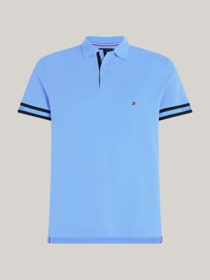 Hilfiger Monotype Logo Cuff Slim Fit Polo | Blue | Tommy Hilfiger