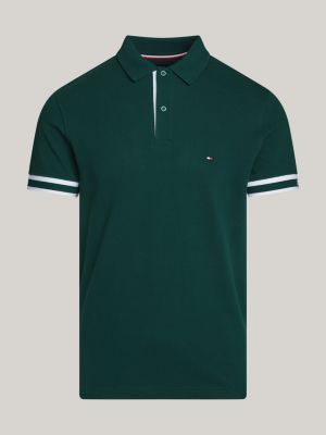 Hilfiger Monotype Logo Cuff Slim Fit Polo Green Tommy Hilfiger