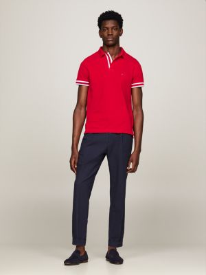 polo slim con logos del monotipo hilfiger rojo de hombres tommy hilfiger