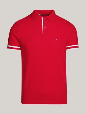 polo slim con logos del monotipo hilfiger rojo de hombres tommy hilfiger