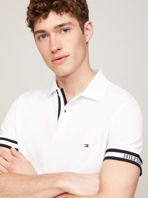 Hilfiger Monotype slim fit polo met logoboord Wit Tommy Hilfiger