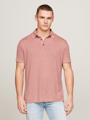 polo en lino de gran calidad de corte regular pink de hombres tommy hilfiger