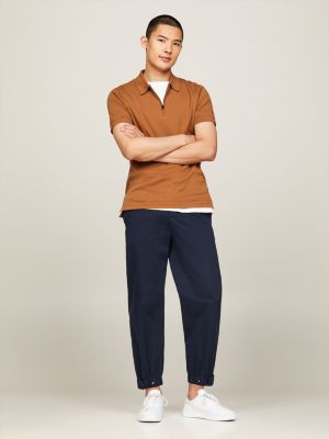 brown slim fit interlock-poloshirt für herren - tommy hilfiger