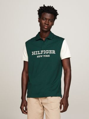 Hilfiger Monotype Colour Blocked Regular Fit Polo Beige Tommy