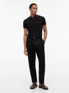 Slim Fit Tipped Baseball Collar Polo Shirt — Black 2