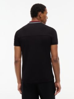 Slim Fit Tipped Baseball Collar Polo Shirt — Black 4