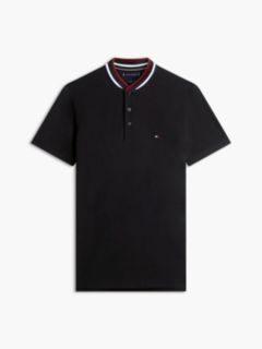 Slim Fit Tipped Baseball Collar Polo Shirt — Black 5