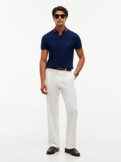 Slim Fit Tipped Baseball Collar Polo Shirt — Blue 2