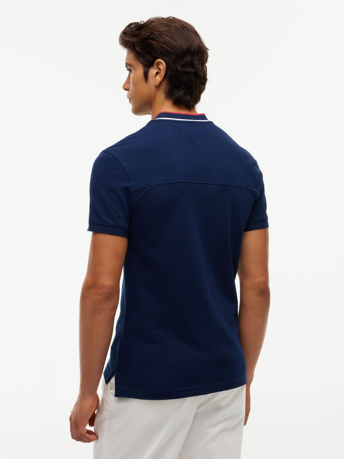 Slim Fit Tipped Baseball Collar Polo Shirt — Blue