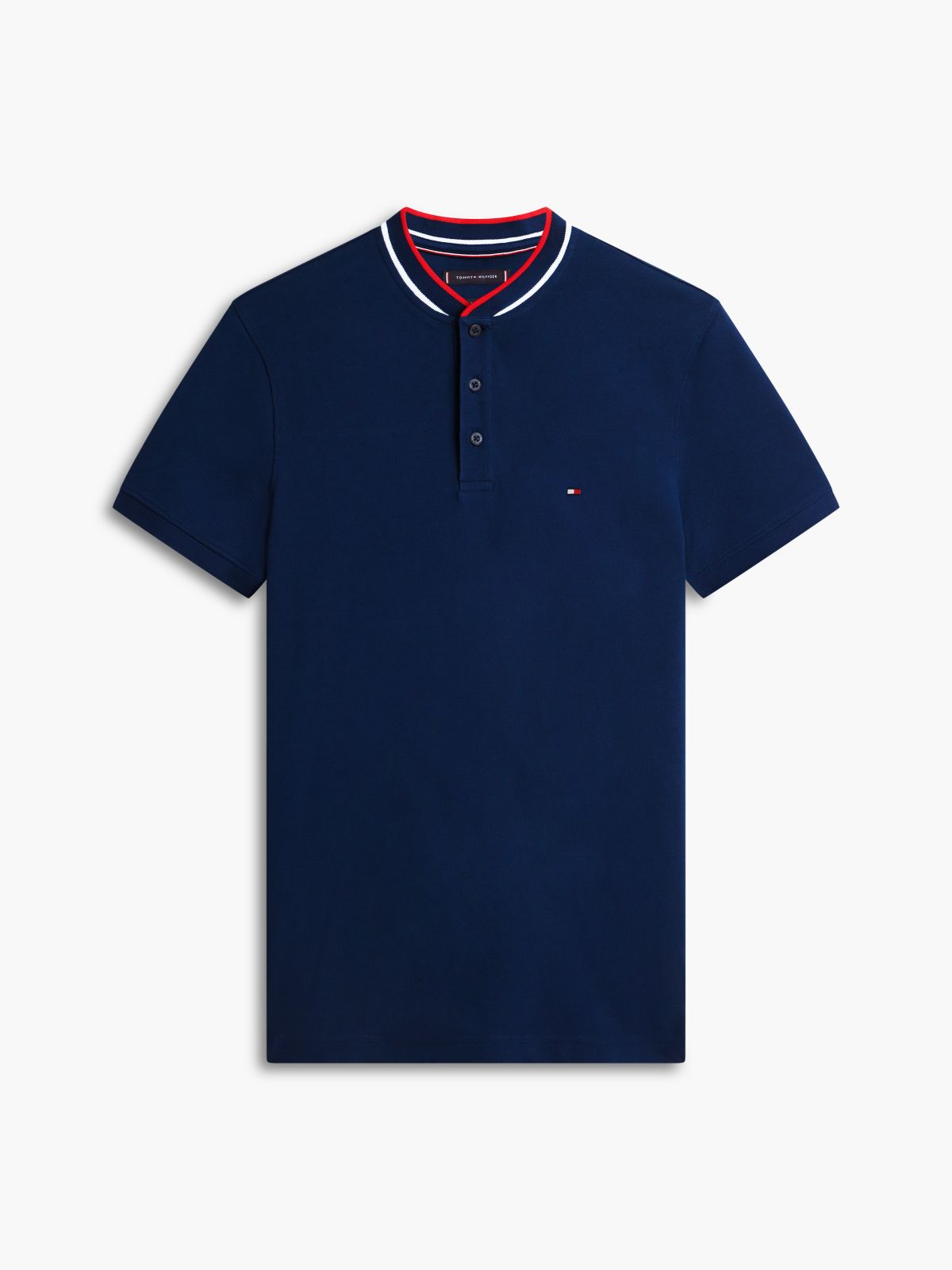 Slim Fit Tipped Baseball Collar Polo Shirt — Blue