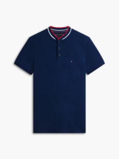 Slim Fit Tipped Baseball Collar Polo Shirt — Blue 5