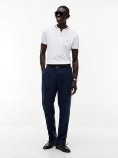 Slim Fit Tipped Baseball Collar Polo Shirt — White 2