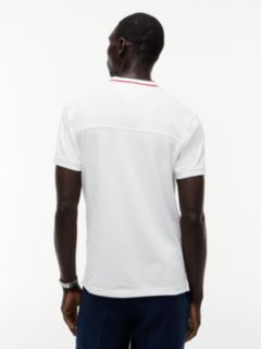 Slim Fit Tipped Baseball Collar Polo Shirt — White 4