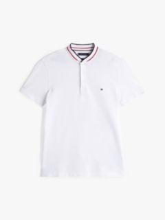 Slim Fit Tipped Baseball Collar Polo Shirt — White 5