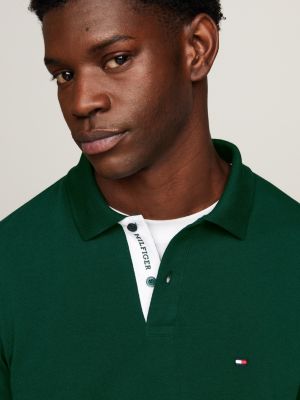 Hilfiger Monotype Contrast Placket Regular Polo | Green | Tommy Hilfiger