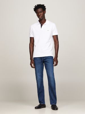 white regular fit poloshirt mit kontrast-knöpfen für herren - tommy hilfiger