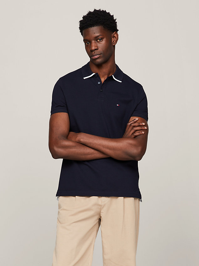 blue hilfiger monotype tipped regular fit polo for men tommy hilfiger