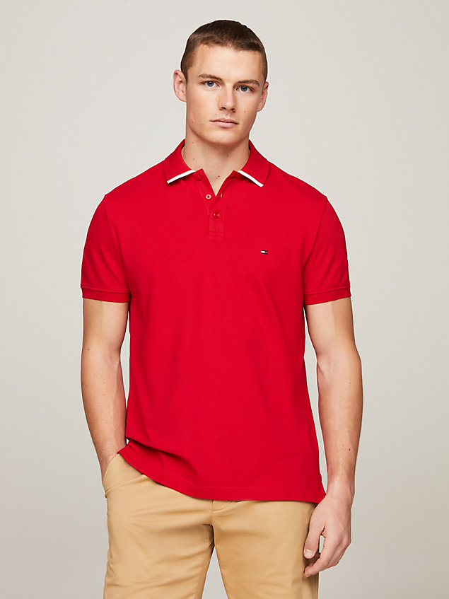 red hilfiger monotype tipped regular fit polo for men tommy hilfiger